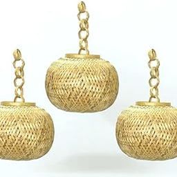 Bamboo Pendant Lamp Shade with 1 ft Power Wire & Holder – Eco-Friendly Round Light Fixture for Dining Room, Living Room, Bar, Restaurant, and Coffee House (Set of 3)-image-34