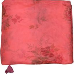 DLK Mosquito Net Pure Cotton Flower Printed Double Bed machardani with Lace (6 feet X 7 Feet, 182 cm X 213 cm) Pink-12