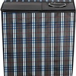 Stylista Washing Machine Cover Compatible for LG 11 kg semi Automatic Top Loading P1145SRAZ Checks Grey-15