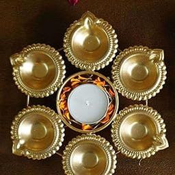 N R INTERNATIONAL Diya Shape Iron Flower Decorative Urli for Home | Handcrafted | Golden | Decorative Metal Diya Traditional Golden Bowl Table Decor Gift (Diya URLI Bowl 7 INCHES 7 Diya)-image-13