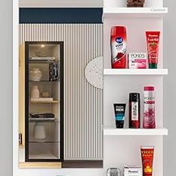 Captiver Blazza Small, Engineered Wood Wall Dressing Table Mirrors (50x11.7x70 cm, White) Bathroom Home Organizer Living Room Washbasin Bedroom Furniture-image-23