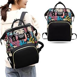 BEMBIKA Diaper Bag The Ultimate Mother Bag For New Born Baby and Mothers Stylish Diaper Bags With Big Storage Capacity Make Diapering & Nursing Easy With Maternity Backpack-Leaf Black Design-image-90