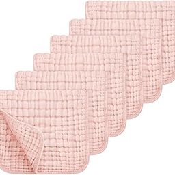 Looxii Muslin Burp Cloths 100% Cotton Muslin Cloths Large 20''x10'' Extra Soft and Absorbent 6 Pack Baby Burping Cloth for Boys and Girls Shell Pink-15