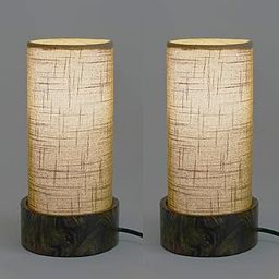 Craftter Pack of 2 Wooden LED Bedside Table Lamps for Bedroom, Living Room, Study & Office | Small Modern Nightstand Lamps for Home Décor Lighting (Warm Light)-picture-24