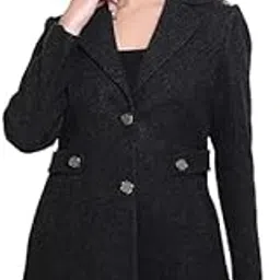 comfy sparrow Women's Winter Coat, Regular Fit, Full Sleeve, Grey, Collared Neck with 4 Buttons-picture-22