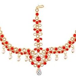 Gold Plated Traditional Kundan & Pearl Bridal Matha Patti For Women (T2029R)-image-77