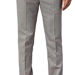 Men Slim Fit Structure Pattern Poly Viscose Blend Flat Front Formal Trouser-image-2