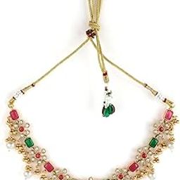 22K Gold-Plated Handcrafted Artificial Jewelry Set-Stone Studded with Matching Earrings For Women and Girls – Perfect for Weddings and Special Occasions-image-23