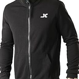 Mens High Neck Printed Full Sleeve Black Cottonblend Slim Fit Jacket-image-17