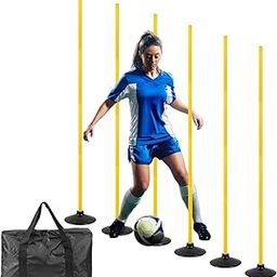 Nbguigdstr 6 Pcs 5.4 FT Adjustable Agility Training Poles for Soccer,Basketball,Football, Horse,Dog-Speed and Agility Training Equipment Sports Training Poles with Rubber Bases and Bag-picture-17