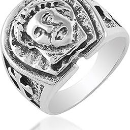 Missmister Antique retro finish Stainless Steel Jesus Christ Finger ring Christian Catholic Spiritual Finger ring Fashion Jewellery for Men Women-image-48