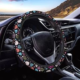 Brosoneto Non-Slip 15 Inches Colorful Cartoon Heart Printed Car Wheel Covers Protection Full Surround Automotive Interior Steering Decor Universal 15 inch Steering Wheel Covers-image-76