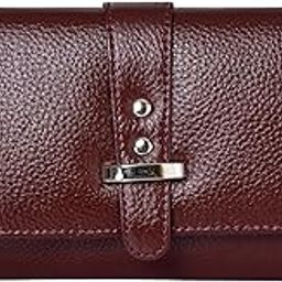 Women Brown Genuine Leather Ladies Clutch Purse Wallet-image-82