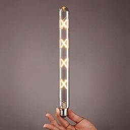 LEDOLUX T300 Vintage LED Filament Bulb: 8W, Long Tubular Design, E26/E27 Base, Amber Glass, Warm White 2300K (Pack of 1)-10