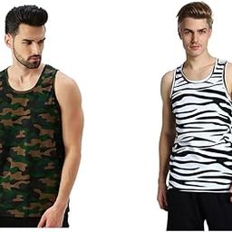 Men Sleeveless Regular Fit Tshirt, All Over Printed Vest for Men, Cotton Sando for Beach Wear, Gym, Cycling, Running, & Other Sports (Available in Different Pattern) Pack of 2-1