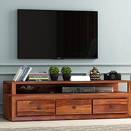 Peedha Studios Sheesham Wood TV Unit with 3 Drawers and 1 Shelf Storage - Accommodates up to 55-Inch TVs - Perfect for Elegant Living Room Décor (Glide,Honey)-image-59