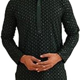 Men's Cotton Blend Regular Fit Casual Kurta-image-100