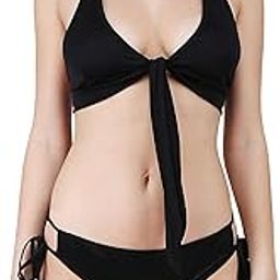 Women Black Poly Spandex Tie Knot Bikini Set- (Free Size)-picture-14