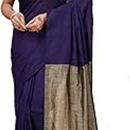 Saree Women's Traditional Bengal Handloom Solid Cotton Saree With Blouse Piece-image-53