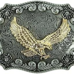 Golden Soaring Embossed Eagle Buckle Western Cowboy Belt Buckle with Tang Grass Pattern Zinc Alloy Clothing Shoes & Accessories | Mens Accessories | Belt Buckles-image-60