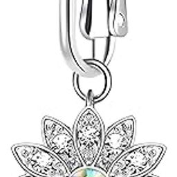 Silver Plated Clip-On Style 'Meadow Muse' Flower Belly Button Navel Ring For Women And Girls (BB0201) 1 Pc-picture-4