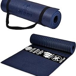 Quick Shel Yoga mats Exercise Mat Anti-Skid Water/Dirt Proof Lightweight easy to Carry for home and gym workouts for men women children with Carry Strap (Navy Blue) (2fts x 6fts) (6mm Thickness)-image-85