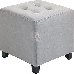 FLIPSSHOPPEE Mango Wood Small Footstool Ottoman Padded Footrest Stool Modern Square For Living Room Bedroom (Colour Gray) Grey-image-9