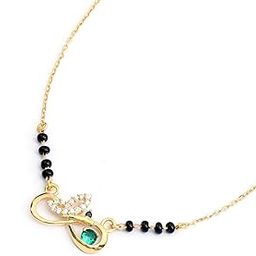 Infinity 18k Micron 1gm Gold Plated 925 Sterling Silver Black Mani 18 Inch Anti Tarnish Hypoallergenic Necklace Mangalsutra | Tanmaniya | Thali Chandi Jewellery | Pure Silver Gift for Women-11
