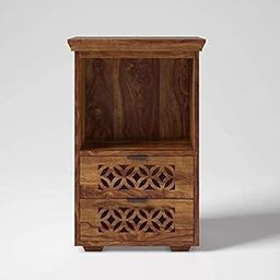 SHIBHAV DECOR Sheesham Wood Night Stand Bedside End Table with 2 Drawer Storage for Living Room Wooden NightStand for Bedroom Home Office (Natural Finish)-26