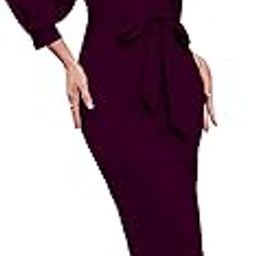 Women V Neck fulls Sleeve one Piece Formal Black Floral Western one Piece Knee-Length Dress-image-16