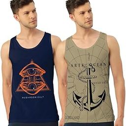 Men's Regular Fit Trendy Printed Sleevless Vest with Elegant Design | Super Soft Comfortable Light Weight Casual Innerwear Sando/Baniyan-picture-21
