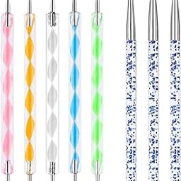 Bolt bee 5 PCS Dotting Pen Tool Dot Paint Manicure kit with 3 PCS Nail Painting Brushes, Professional Nail Art Brushes- Nail Art Brush Pen,Nail Art Design Tools.-9