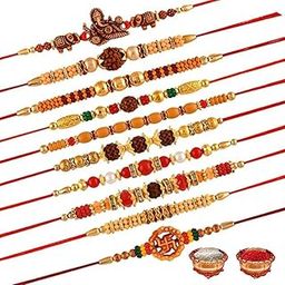 MOOLYAVAAN PRODUCTS Multicolor Fancy Rakhi for Brother Rakhi Combo Rakhi Set Rakhi Designer Rakhi for Raksha Bandhan (1Packet Roli & Chawal FREE) Pack of (10)-image-58