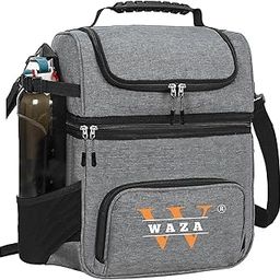 WAZA Insulated Lunch Bag for Office Men Women | 15L Large Capacity with 2 Compartments | Thermal Tiffin Bag for Hot & Cold Food | Water Bottle Holder | Leakproof, Portable (Grey)-image-37