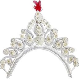 Women's Bengali Bridal Mukut - Traditional White Shola Wedding Crown and Biyer Solar Mukut Hair Accessories Topor for Bride Marriage Ceremonies-image-21
