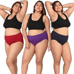 Women's Cotton BlendBig Size Panties, Jumbo Size Panties, Plus Size Panties High Waist Hipsters Panties Set | Comfortable, Super Soft Breathable Daily Use Panties (Pack of 3)-picture-21