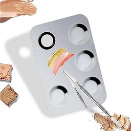 Makeup Mixing Palette, Upgrade Stainless Steel Metal Makeup Mixing Tray with Spatula Tool, Nail-art Palette for Mixing Foundation/Eye Shadow/lipstick/Nail Polish/Pigment-image-95