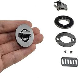 HAHIYO Twist Purse Closure Turn Locks Clip Clasps Latch Easy Install with Online Instructions Picture for Wallet Briefcase 1.4 Inch Length Metal Sturdy Gun Black 2 Sets with Washers-image-77