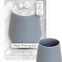 ezpz Tiny Cup - 100% Silicone Training Cup for Infants - Designed by a Pediatric Feeding Specialist - 4 Months+ - Baby-led Weaning Gear & Baby Gift (Grey)-1