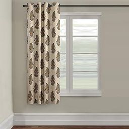 Cortina Striped Light-Filtering Polyester Curtains 5 feet Long Set of 1 for Window [ Opacity: 50-60%, Color: Brown, Printed Curtain -130 GSM ]-24