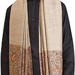 Kani Weave Traditional Border Patterned Shawl for Men, Soft Pure Wool Warm Material, Kashmiri Wrap for Winter-picture-11