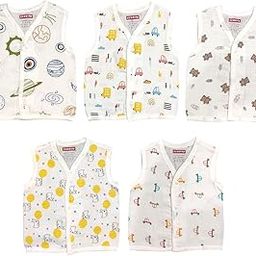 S'EMBIAN Baby's Cotton Muslin Button Jabla | White Jhabla | for Boys & Girls | Summer Wear Jabala | Comfortable Baby Products | Sleeveless Vest | Assorted Pack of 5-picture-14