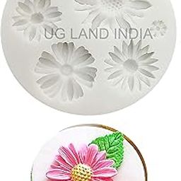 UG LAND INDIA 6 Cavity Flower Fondant Mold,Daisy Flower Silicone Mold,Sunflower Silicone Candy Making Tray, Chocolate Sugarcraft Baking Tool DIY Cake Silicone Mold Cake Decoration-image-23