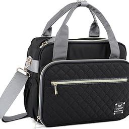 Crossbody Small Diaper Bag, Cute Mini Baby Diaper Tote Bags with Insulated Pockets for Traveling Outdoor Parent, Black-image-65