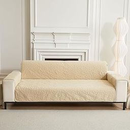 House of Quirk Quilted Polyester Sofa Cover Mat - Anti-Slip, Water-Resistant Couch Protector for Pets, Kids - Machine Washable Furniture Protector (Beige, 120x185 cm, Two Seater)-image-10