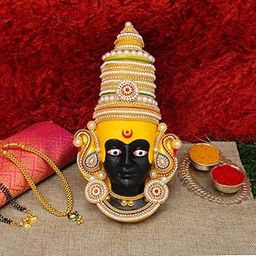 VEDIC VAANI Ambabai Kolhapuri Mahalakshmi Margashirsha Vratam Devi Face/Mukhavata for Puja (1 Pcs)-image-20
