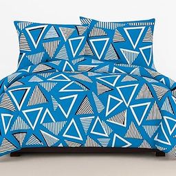GOURIFLEX GM-AC25D Microfiber Comforter Set 90x100 inch | 1 Comforter with Bedsheet & 2 Pillow Covers | Ultra-Soft, Lightweight & All Season Use | Made in India (3, Blue & Beige Geometric)-image-55