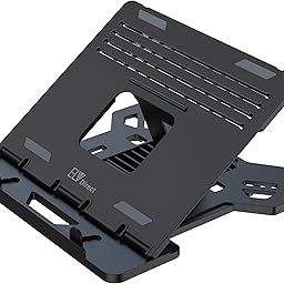 ELV Direct Adjustable Foldable Laptop Stand, Portable Laptop Riser, Laptop Tabletop Stand for Desk Foldable, Ergonomic Computer Notebook Stand Holder for Laptops up to 15.6 Inches-image-1