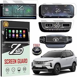 ZEIR {5 Pack Screen Protector For TATA SAFARI | 12.3 Inch Infotainment, Instrument Cluster, Steering, Ac Panel & Gear Knob Guard | 9H Car Display Accessories TataSafari [Not Tempered Glass]-1