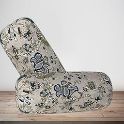 Trance Home Linen Floral 100% Cotton Bolster Cover Set 16x32 Inches 144TC Dewan Round Pillow Covers Only Bed Side Long Pillow Case Soft & Comes with Adjustable tie (Malhaar Blue Grey- Set of 2)-13